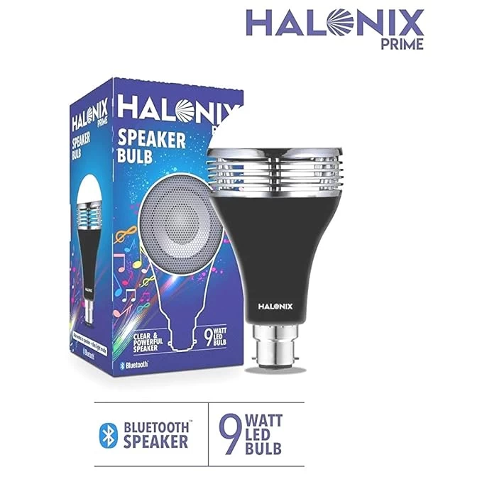 Halonix B22D 9W LED Bulb with Bluetooth Speaker - Lights & Music in One. No Cable-No Charging