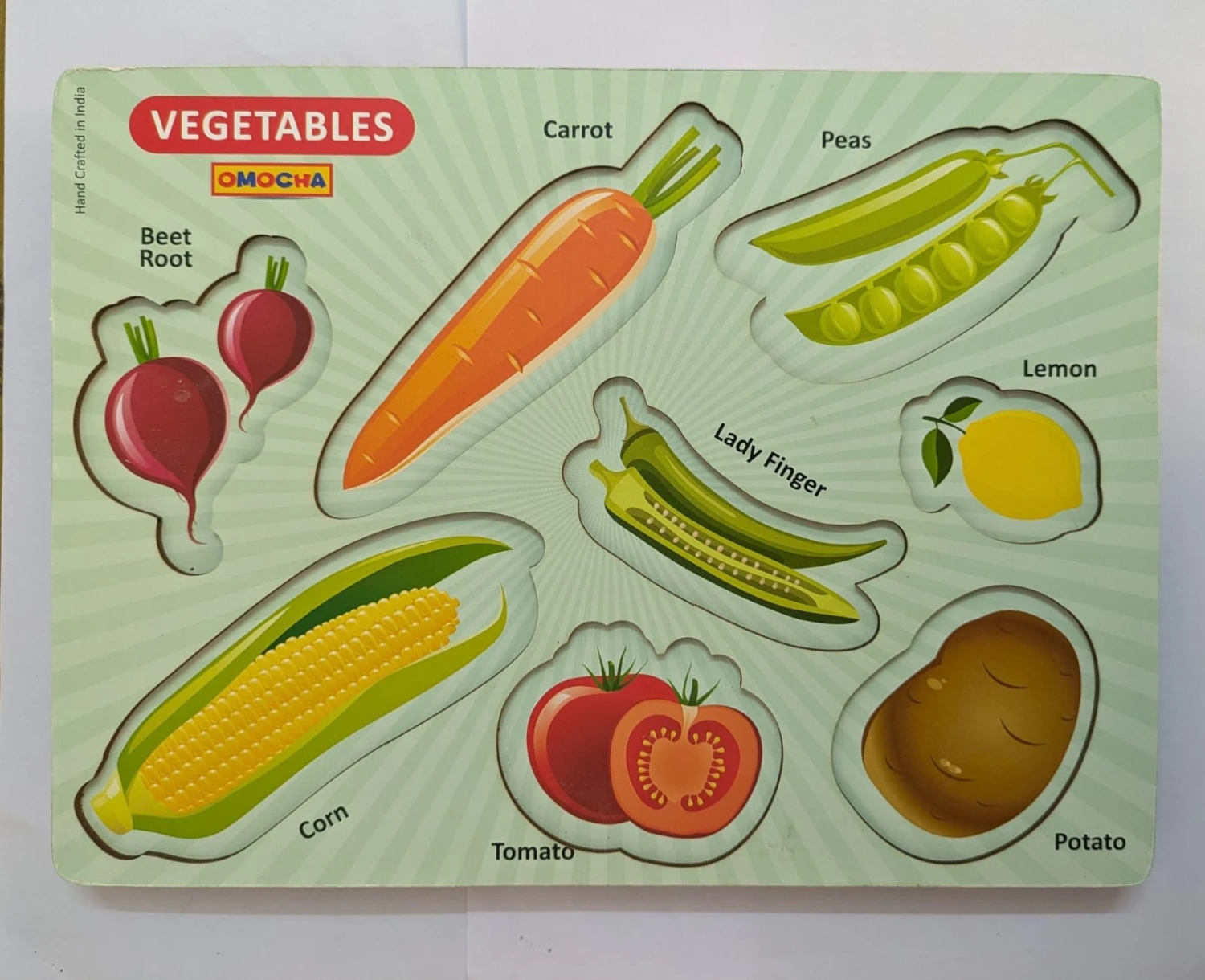 Smash E- Store Colorful wooden peg puzzle featuring  vegetables