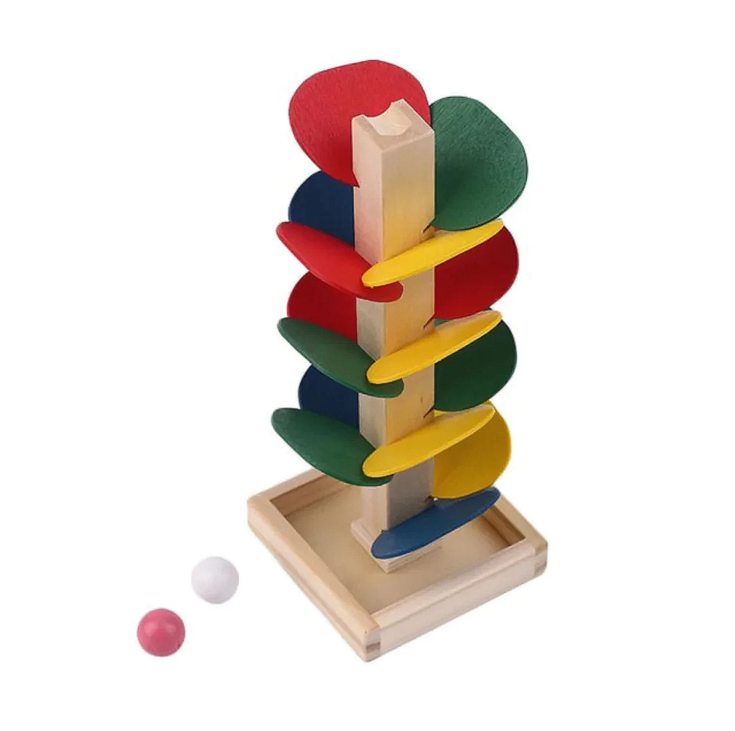 Marble Tree - Set of Wooden Tree Blocks Marble Ball Run Track Game Kids Toy