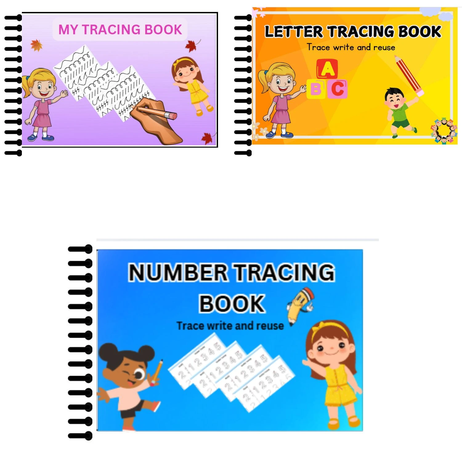 PATTERN AND LETTER AND NUMBER TRACING BOOKS