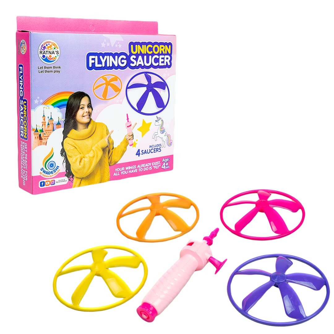 Ratna's Flying Saucer Unicorn 3 in 1 Indoor & Outdoor Toy Can Be Played as Space Rocket, Sliding Wall & Spinning TOP for Kids…