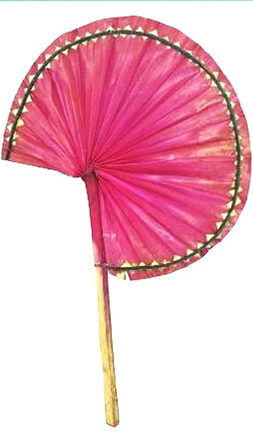 Palm Leaf Hand Fan, Hand Crafted Natural Woven palm leaf Hand Fan (Pankha) pack of 2, visiri Light weight,Handheld for Natural Cooling Air Home Decor and Travel use