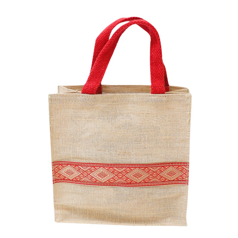 Aalam Vizhudhugal Eco-Friendly Juco Gift /  Thambulam Bag with Reinforced Handles and Zari Pattern