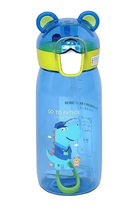 Kris Trendz - Anti-Leak Rabbit Print Water Bottle with Sipper - 550ML (Blue)