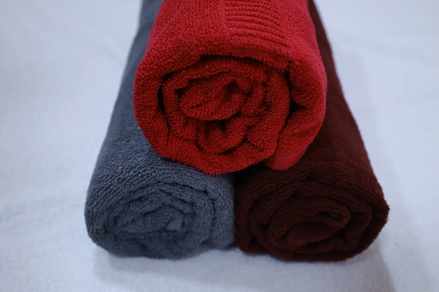 Taurusent Super Soft 100% Cotton High Absorbing Turkey Bath Towel, Size: 30x60 inches (450 GSM) - Pack of 3 (Red-Maroon-Grey)