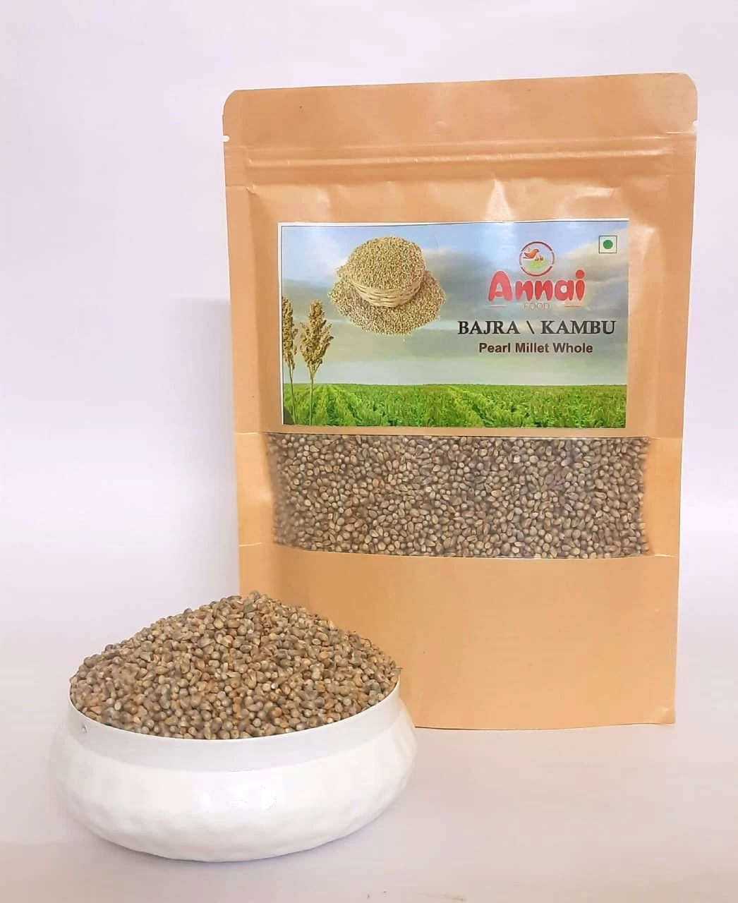 Annai Food: 500g Certified Organic Bajra & Kambu (Pearl Millet) - 100% Natural, Whole Grains