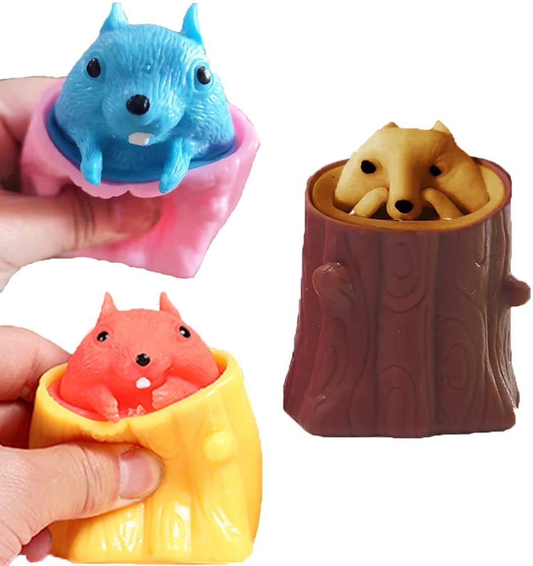 UyirMei Squirrel Squeeze Toys Pop Up Squirrel Squeezing P Stress Relief Toy Decompression Squirrel