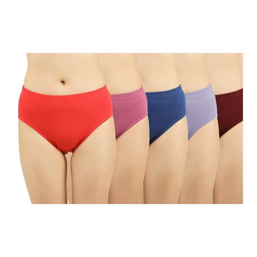 Sona Soft Cotton Women's Panties – Full Coverage, Mid-Waist, Pack of 5