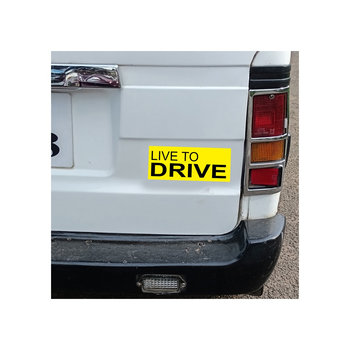 indnone® Car New Live to Drive Logo Sticker for Car Sticker Stylish Vinyl Decal Sticker | Standard Size Windows Side Hood Bumper