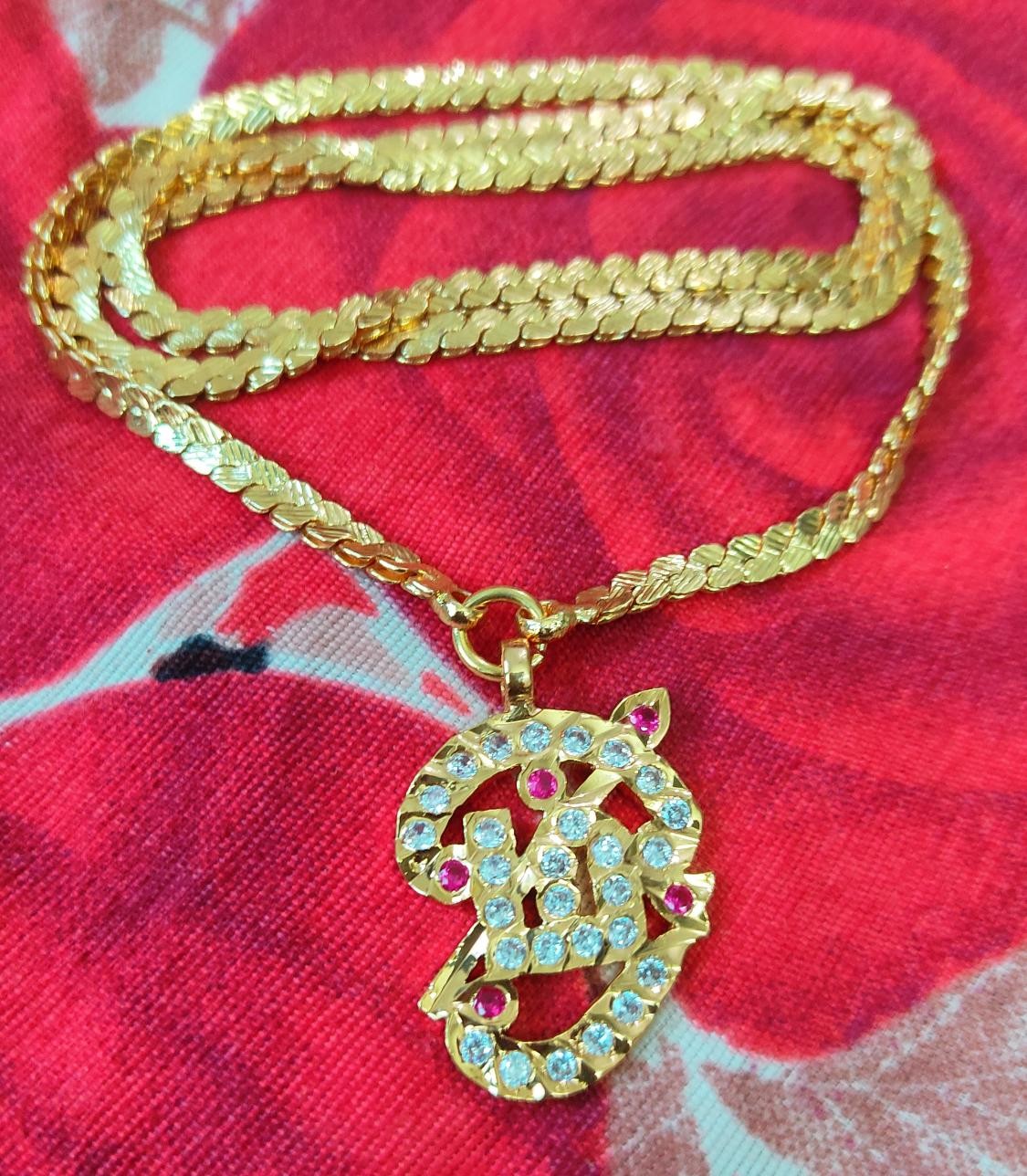 Traditional Impon Om Dollar Chain 24 Inch Long Chain