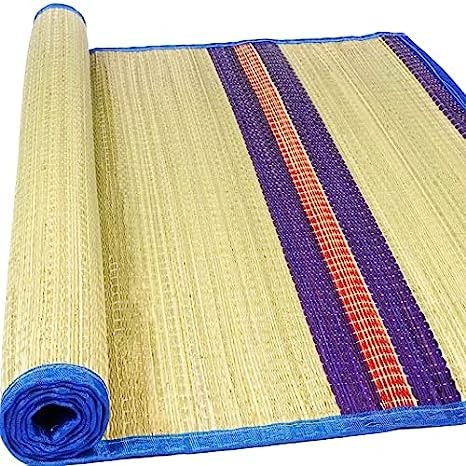 SGNS® Striped Korai Grass, Ivory Floor Mat, Paai 6 x 3.5 Feet (Pack of 1)