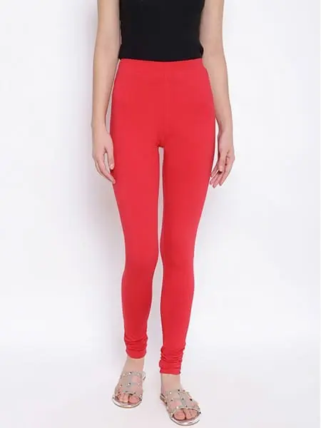 Women's Red Ankle Leggings | Soft, Stretchy & Supportive | All-Day Comfort