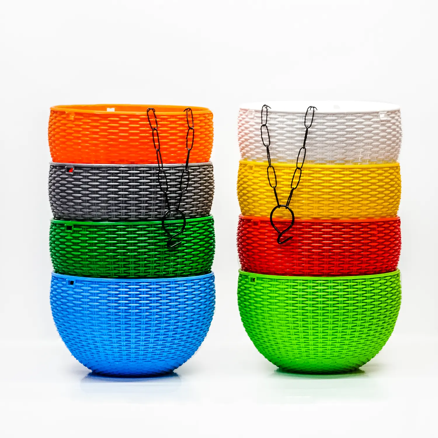 Platora - Hanging Pots(Set of 5, 8"Inch, Multi-Colour) Hanging Basket with Hook, Round Shape, Big Size for Indoor, Outdoor and Ceiling. Eye-Catching Colorful varieties for Home Decorations.