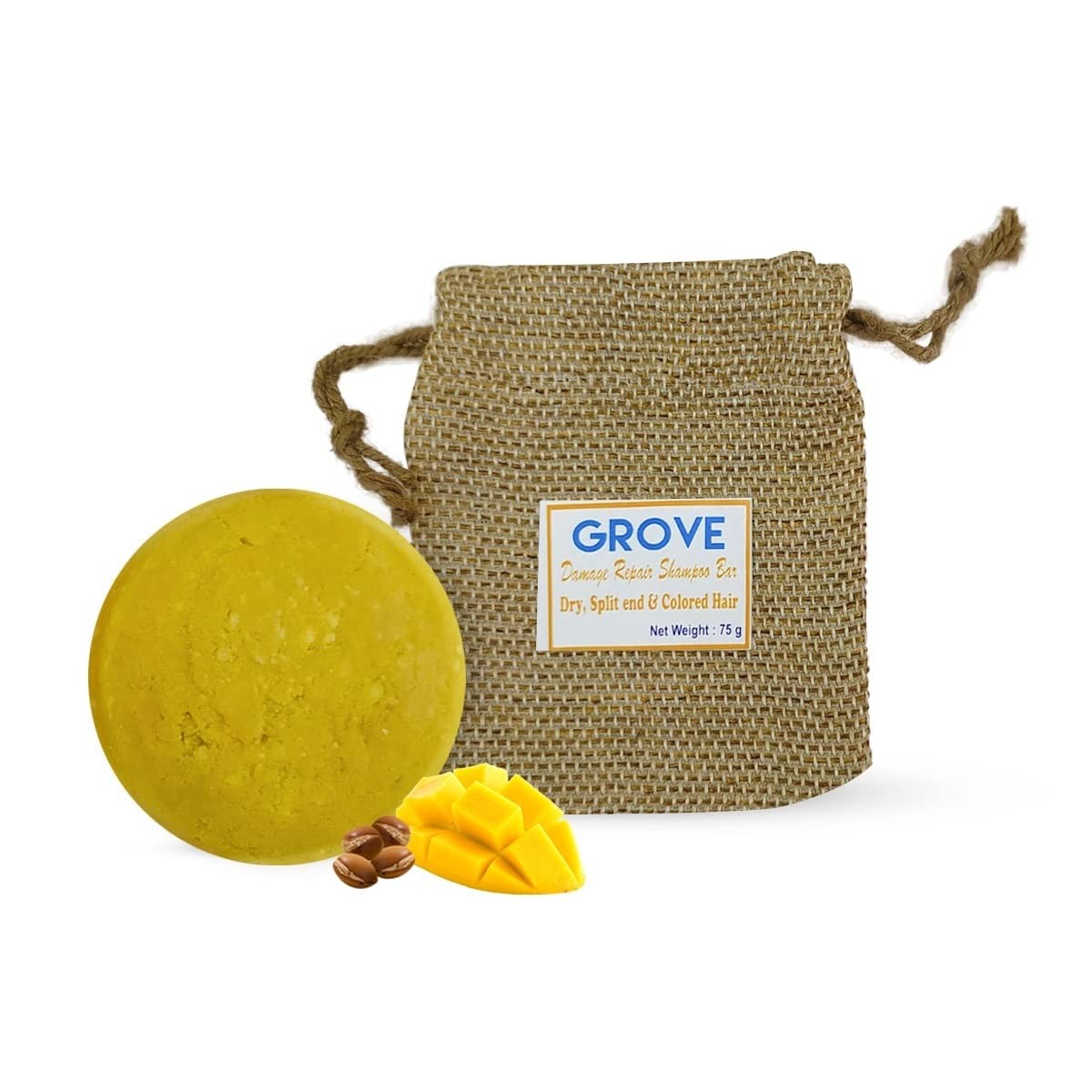 Grove Damage Repair Solid Shampoo Bar With Mango Fragrance Oil| Split Ends & Colored Hair