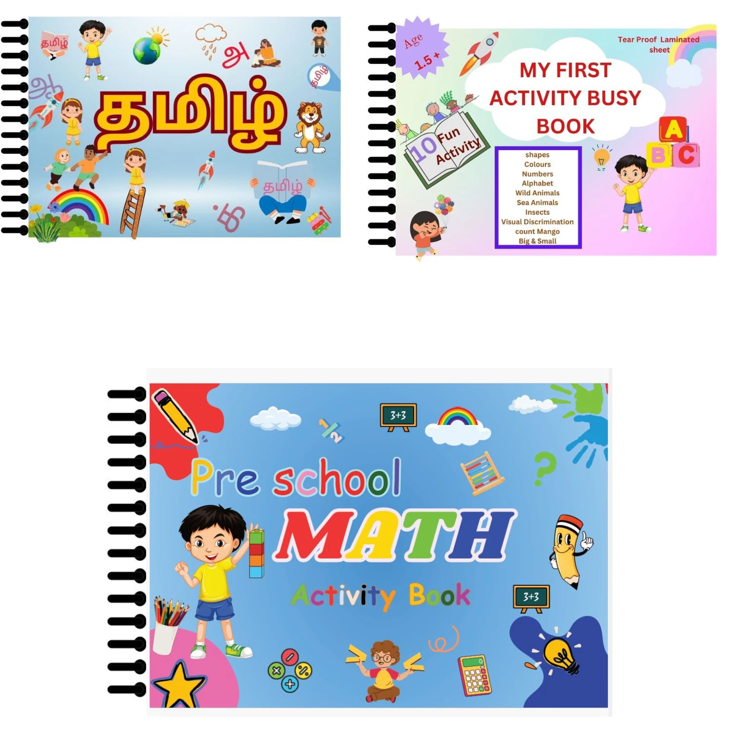 TAMIL AND ENGLISH AND MATHS BUSY BOOKS