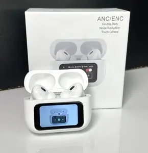 Digitouch ANC/ENC Ear Buds Pro+ with Touch Screen Control, Noise Reduction, Wallpaper Change, Charging Case, Bluetooth Headset (White, True Wireless)