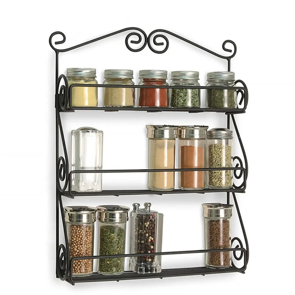 Kitchen Storage Wall-mounted Iron Shelf - 3 Tier