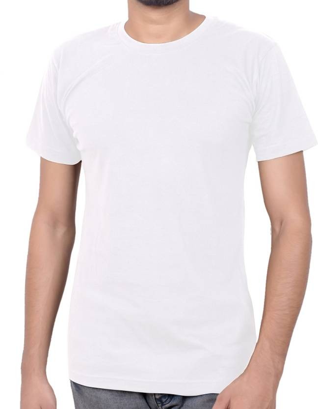 Sushiv Men's 100% Cotton Round Neck White Tshirt
