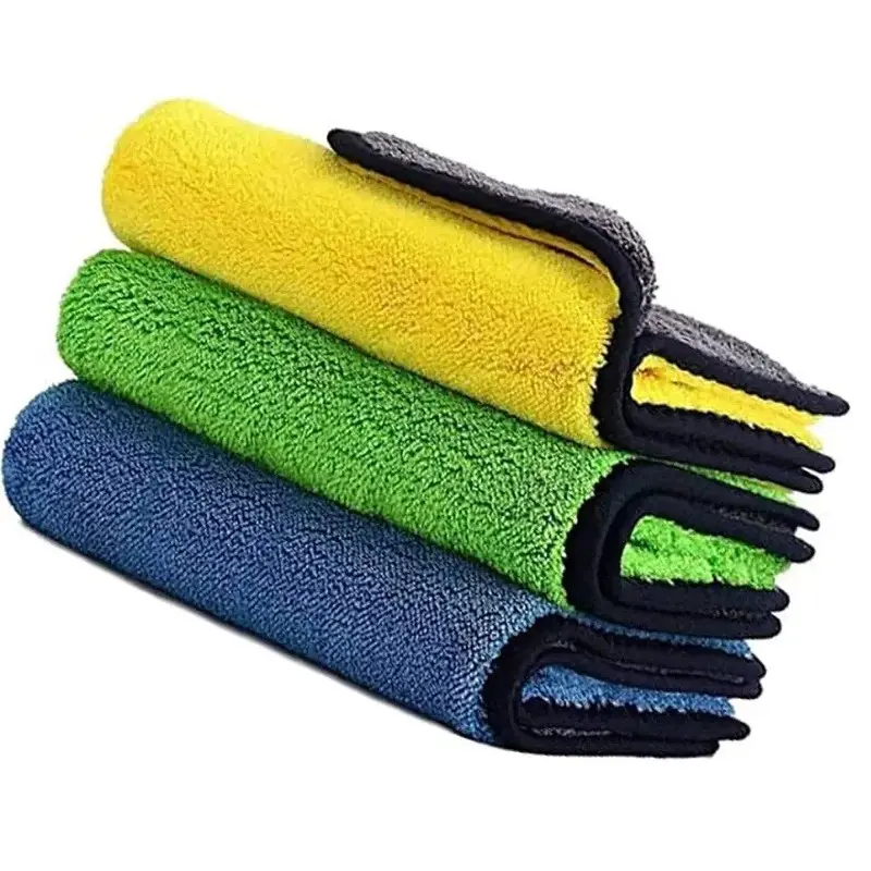 Microfiber Cleaning Cloth Pack - 1 Assorted Edge Towel Set, Extra Thick for Car, Bike, Auto, Home Cleaning - Interior & Exterior