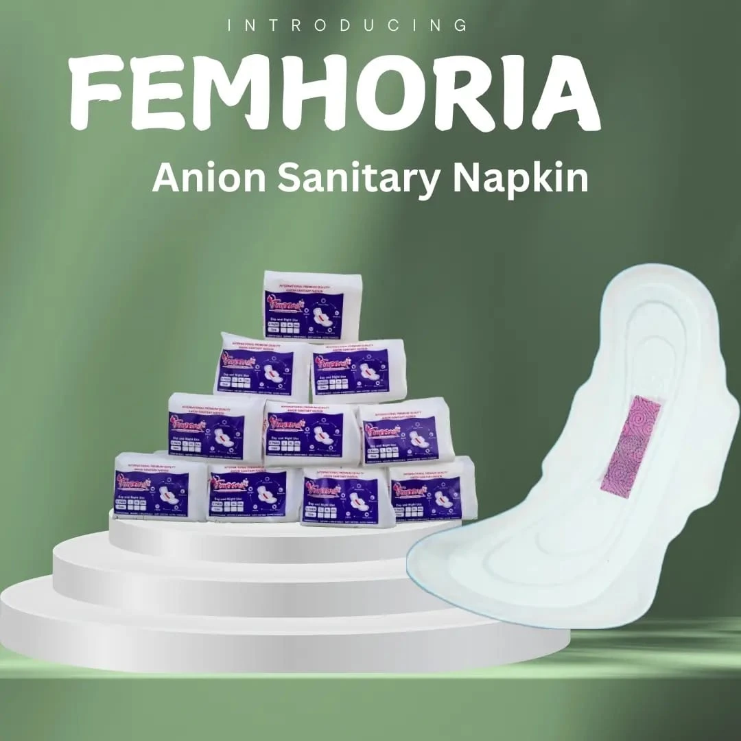 FEMHORIA Pink Ring Anion Sanitary Napkins - XL 280mm, Pack of 5, Gentle Comfort, Anion Technology for Hygiene