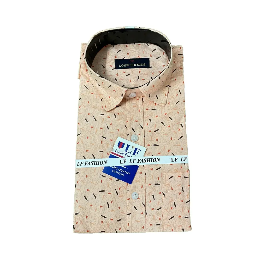 Matchy Regular Fit, Full-Sleeve Semi Cotton Printed Formal Shirt for Men (Light Orange)