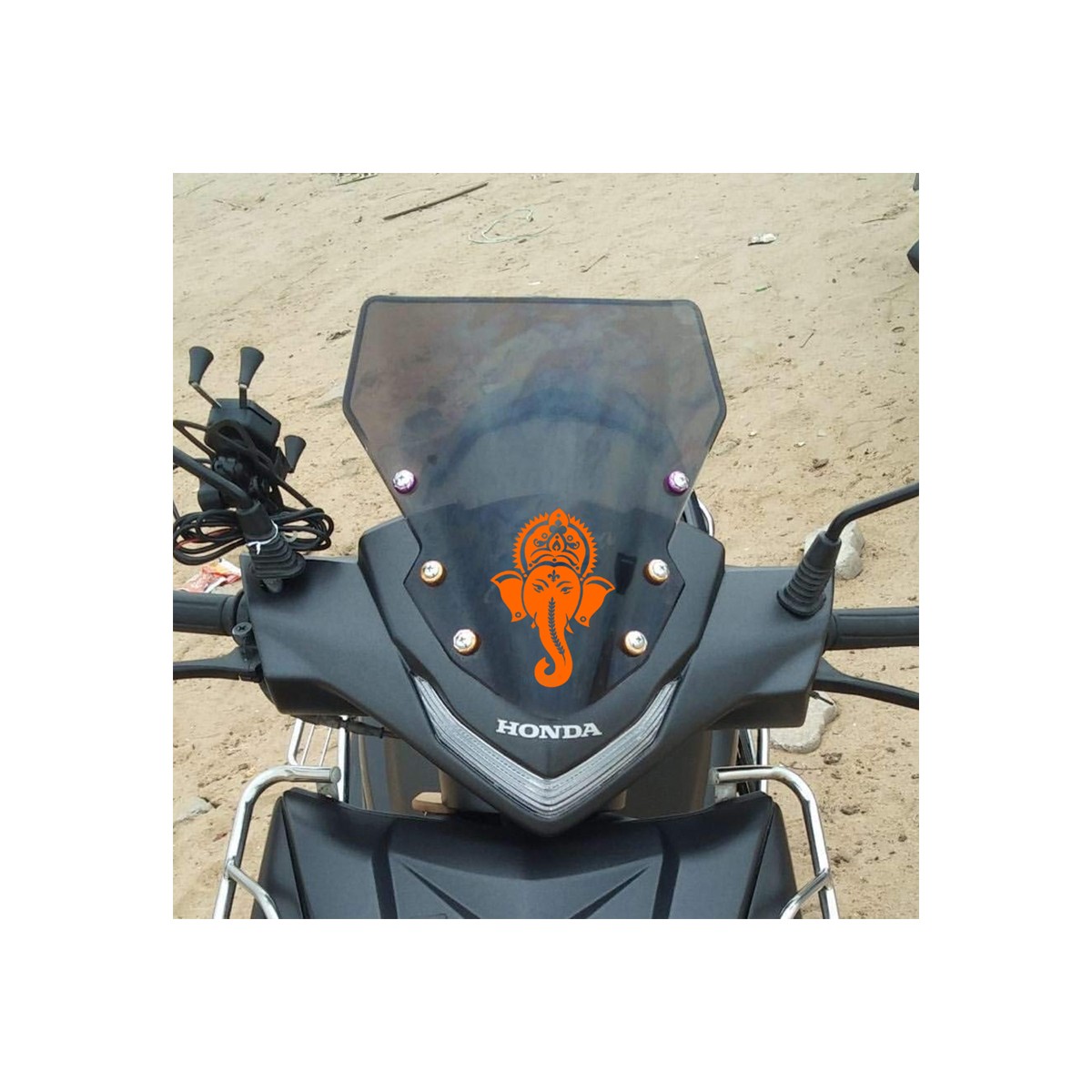 indnone® GOD Ganesh Logo Bike Sticker for Bike Water Proof PVC Vinyl Decal Sticker | Orange Color Standard Size