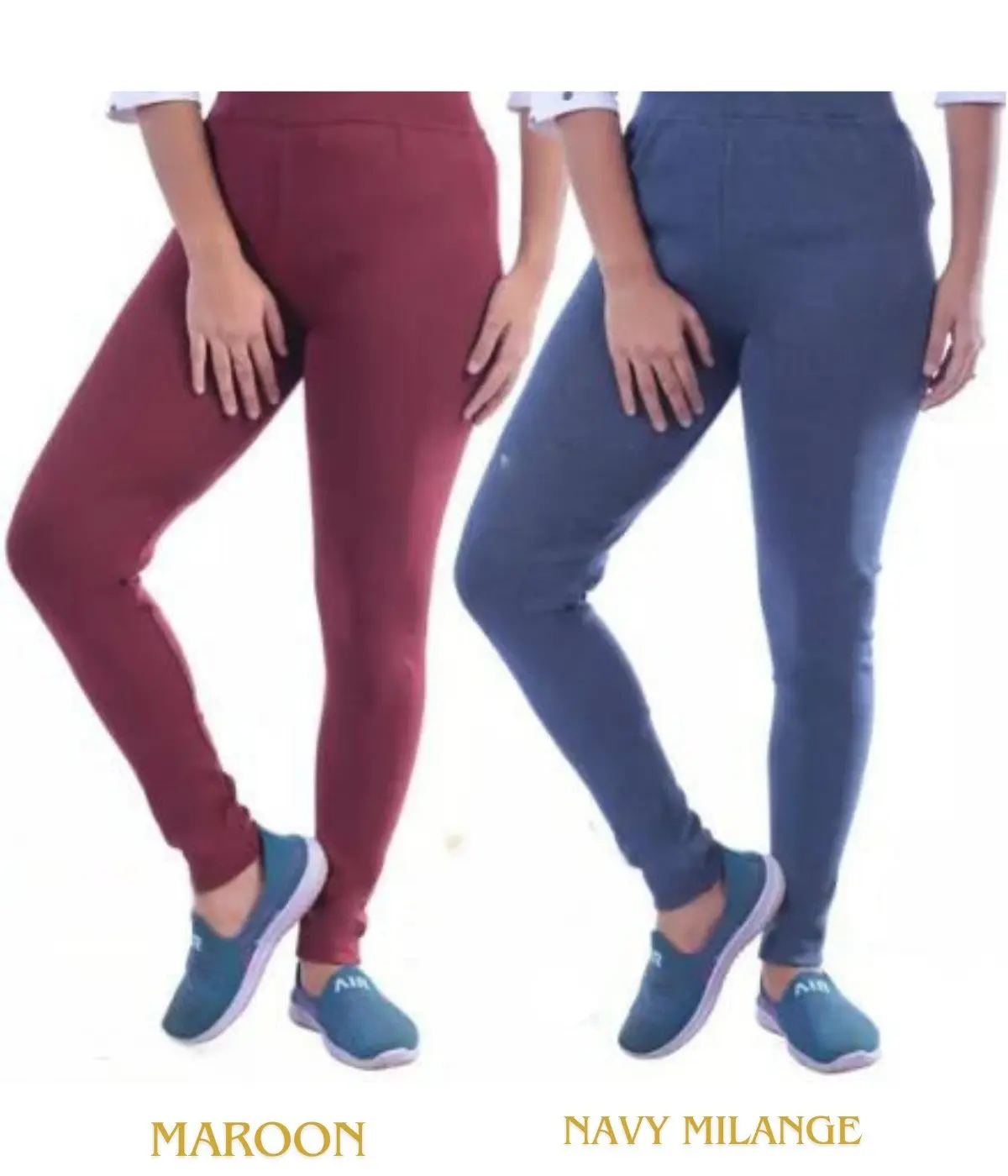 Jegging for women maroon-navy milange ( pack of 2)