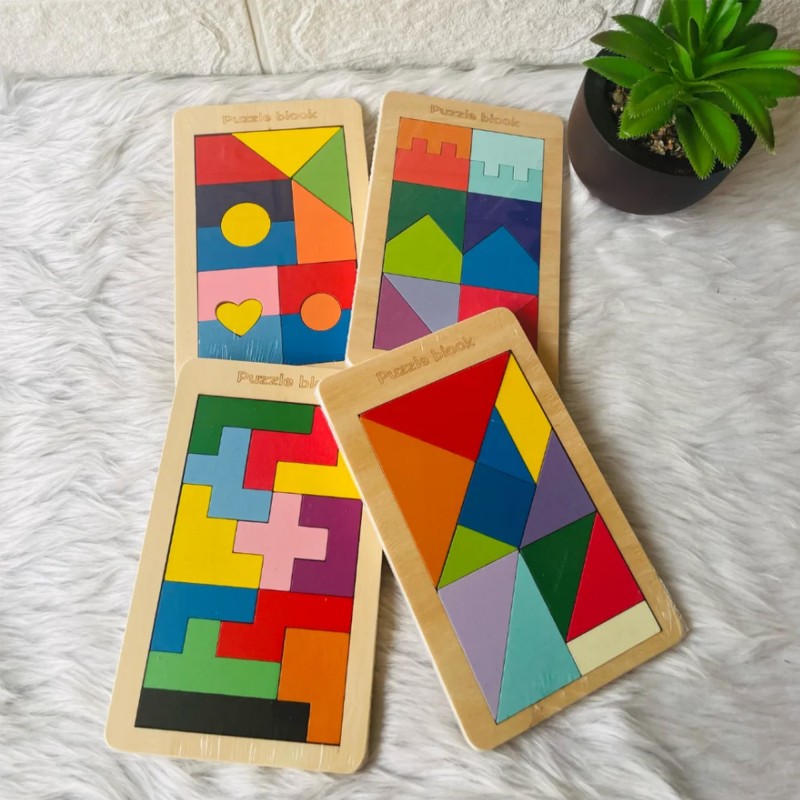 2 in 1 Tetris / tangram - wooden Puzzle for Kids Age upto 3 to 10 years