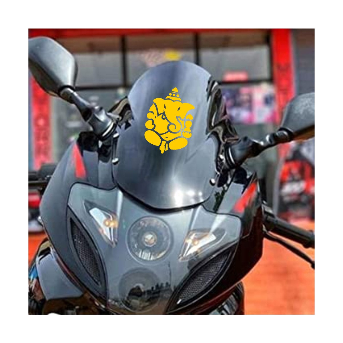 indnone® Lord Vinayagan Logo Sticker for Bike Water Proof PVC Vinyl Decal Sticker | Yellow Color Standard Size