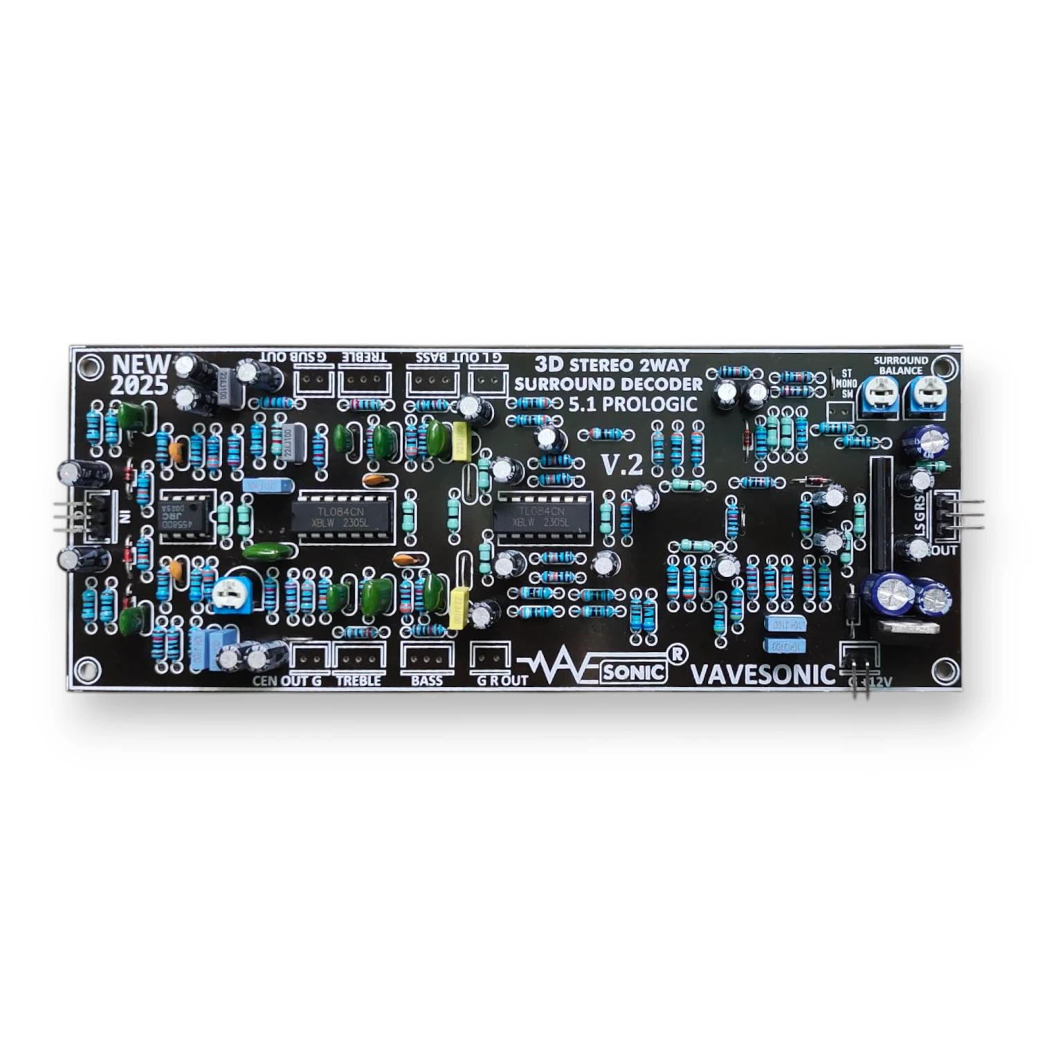 5.1 Prologic 3D Surround Stereo 2 Track Sound Decoder Board, with SUBWOOFER Low Pass Filter | Single Supply DC 12V-24V | Compatible with Class AB & Class D Amplifiers | Home Theater & Audio Projects