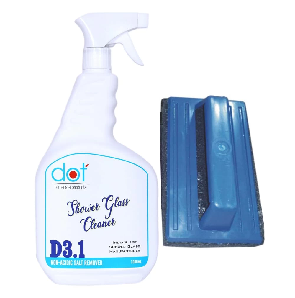 DOT Shower Glass Cleaner For Bathroom 800ml, Handle Scrubber 1 pc