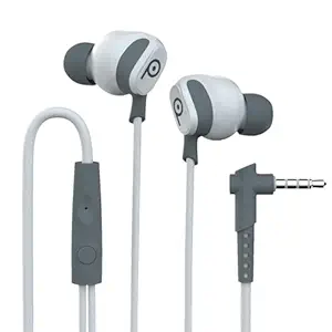 Lava Probuds E1 in ear earphone | 12mm Bass Boosted Copper Driver with Pocket comfy L type Jack with wire protector | Dual tone Stylish design | in-built Mic | IPX4 water resistant (White)