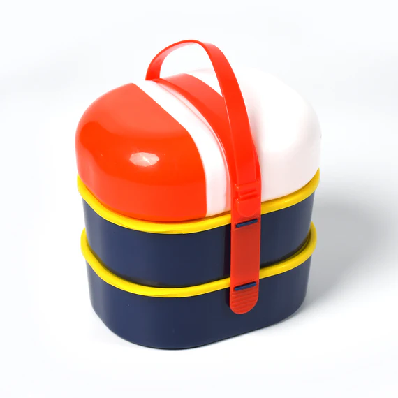 Mr. Chef Lunch Box - Capsule Shape, With Strap, Handle & Water Bottle