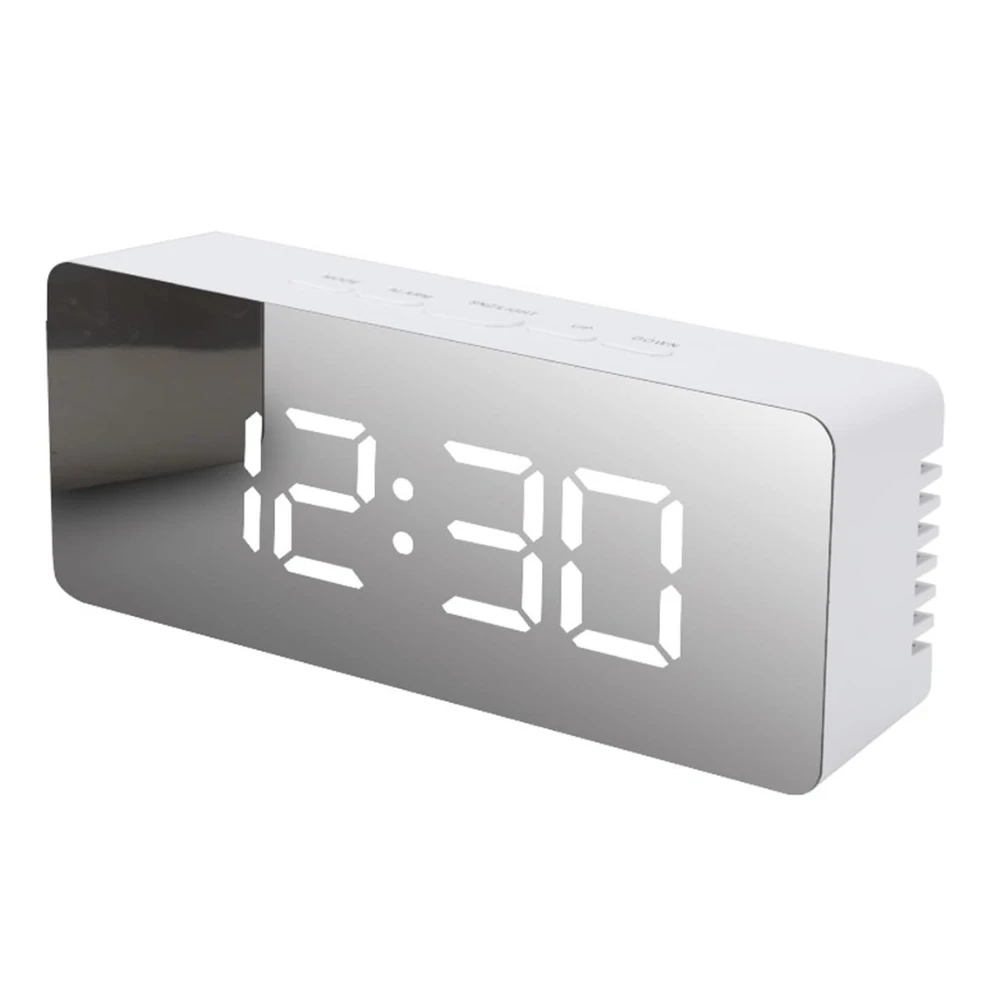 CUTDOT | Digital LED Mirror Alarm Clock | Table Smart Alarm Back Light Clock for Students, Office, Home & Bedroom with Sensor Date & Temperature for Heavy Sleeper 12/24Hr Time, USB/ Battery Powered