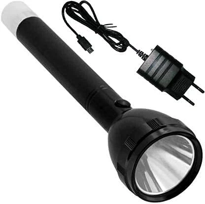 Jy Super 9050 High Power | Rechargeable & Two Bulb Led Flashlight Emergency Light (Black)