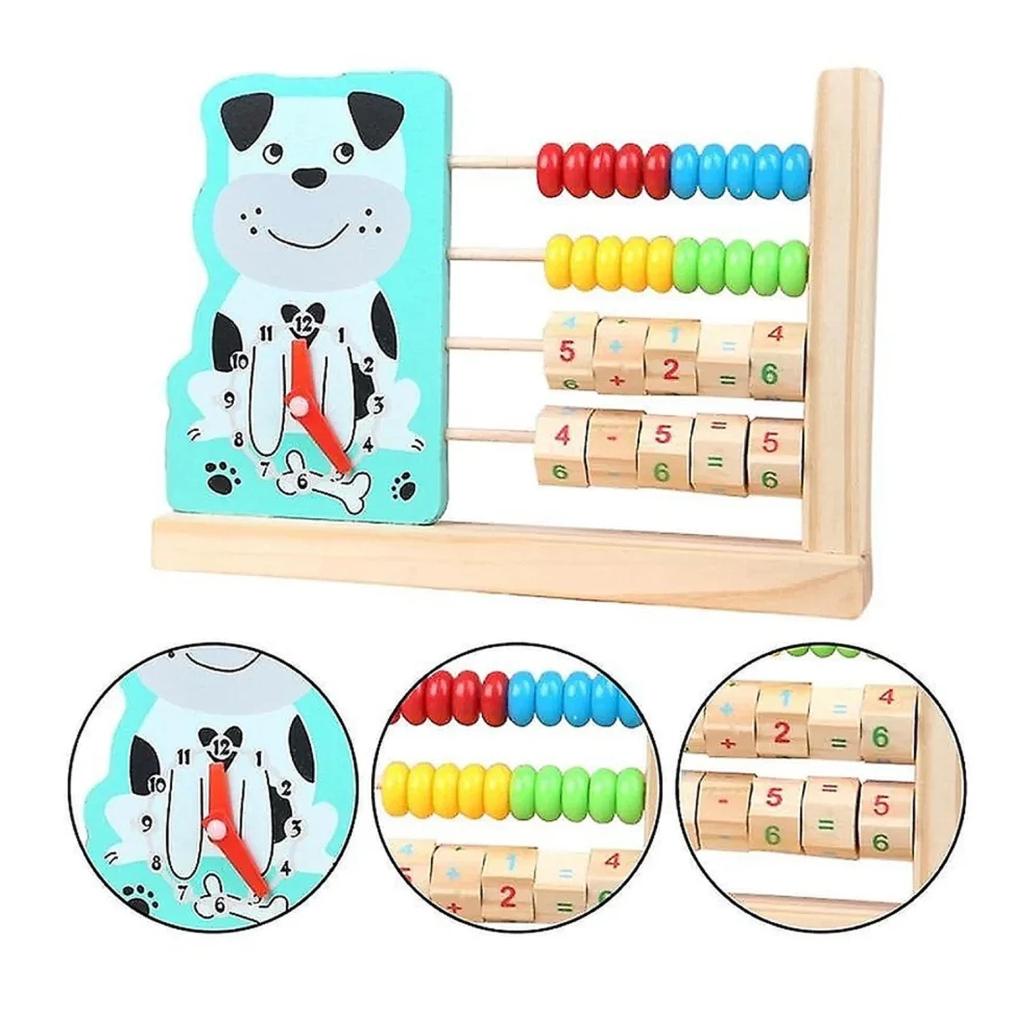 Abacus for Kids Math -(Radom Design Will Send) Wooden Cartoon Animal Clock Abacus with Multi-Color Calculation Beads | Multifunctional Math Teaching Tool for Childrens