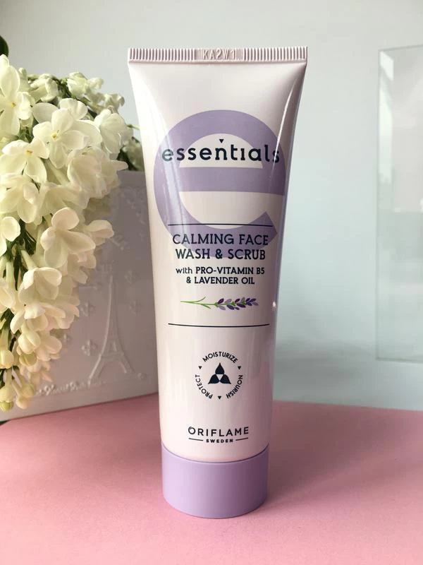 Oriflame Essentials Calming Face Wash & Scrub 75gm - Gentle Exfoliation, Deep Cleansing, Sensitive Skin