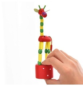 RenzMart - Wooden Handcrafted Dancing Giraffe | Pressing Giraffe Toys for Kids ( Multi Color ) Set of 1