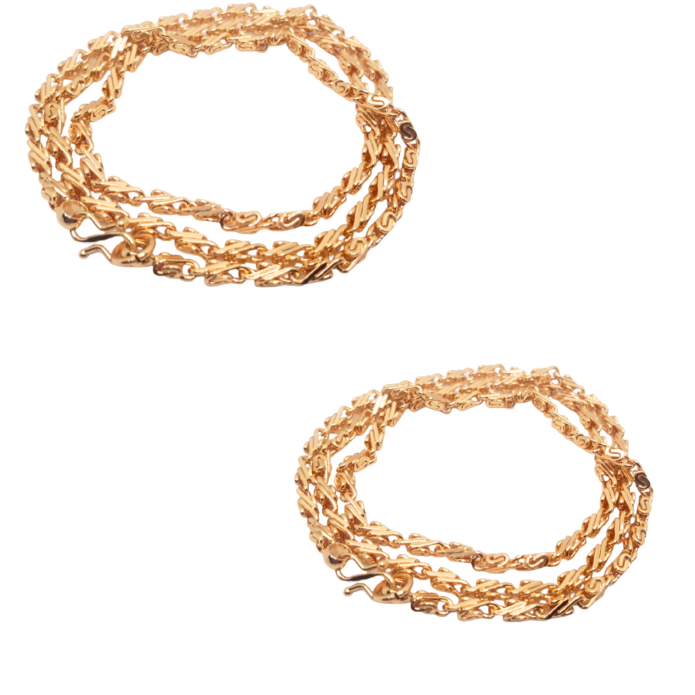 Nikitha  Gold    Combo  of   2   Micro Copper & Gold Plated Traditional Designer  Gold Chain for Women & Girls