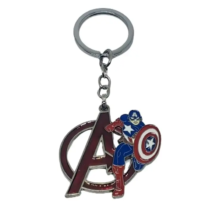 Shra Store Avenger A Logo with Captain Metal Keychain and Keyring | Key Ring for Car Bike Home Keys | Key Chain for Kids Men Women Boys Girls (Multicolor)