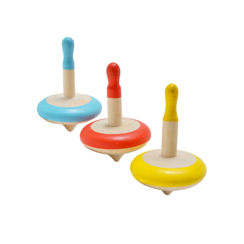 R K Enterprise's Wooden Spinning Tops/ Kid Play Set/Eco friendly/ Set of 3