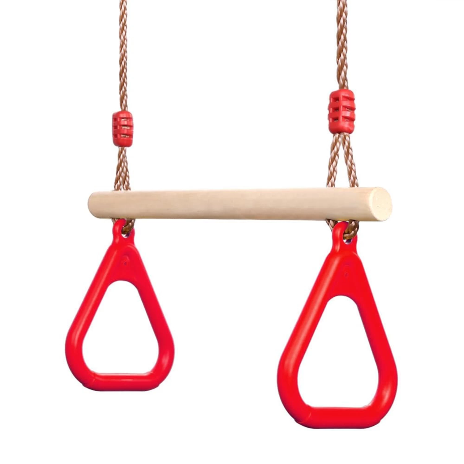 Trapeze Swing Bar - (Package Include : 1 Rope, 2 Wooden Cleat, 1 Trapeze Bar) Durable Wooden and Plastic Children'ts Gym Ring Swing Set for Indoor & Outdoor Activities