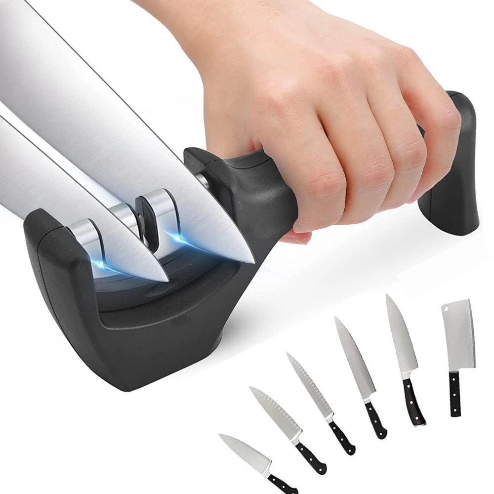 CUTDOT | Knife Sharpener with 3 Stage Sharpening Tool for Iron Knife and Steel Knives | Portable Manual kitchen Knife Sharpener | Pack of 1.