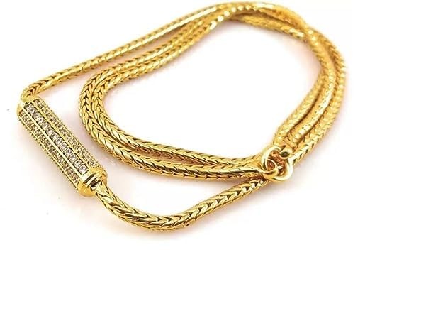 Traditional micro Gold Plated 24 inches Mugappu Chain with AD Stones for womens and girls