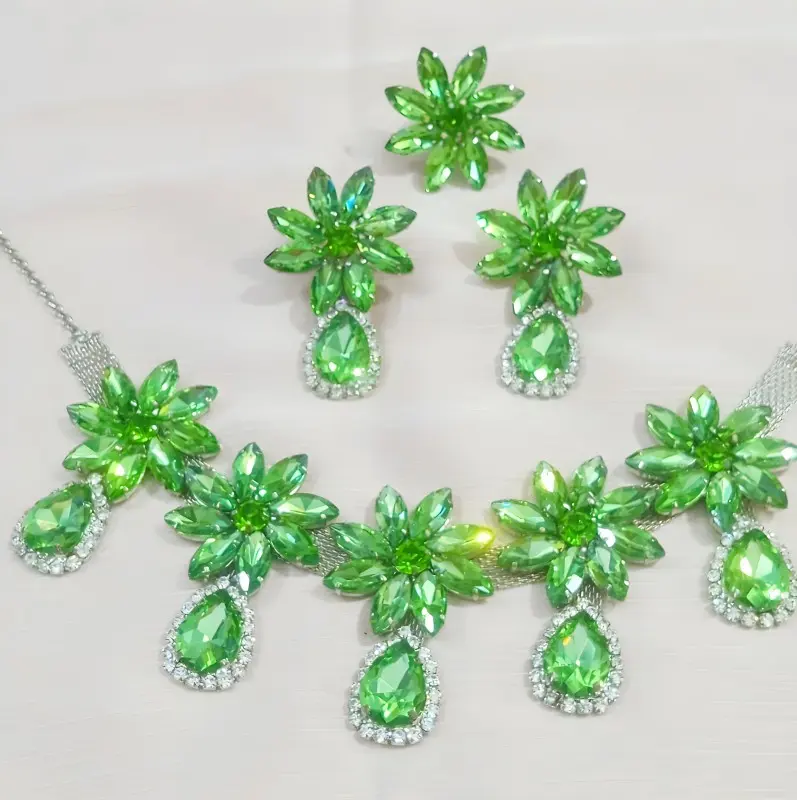 Green Glass Stone Jewellery Combo Set For Girls & Women | PartyWear Jewellery(1 Pair)