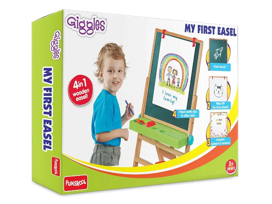 Giggles Learn N Write Deluxe 3 in 1 Magnetic Dry Erase Chalkboard Wood Preschool Toys Develops Early Writing Skills 3 Years Above