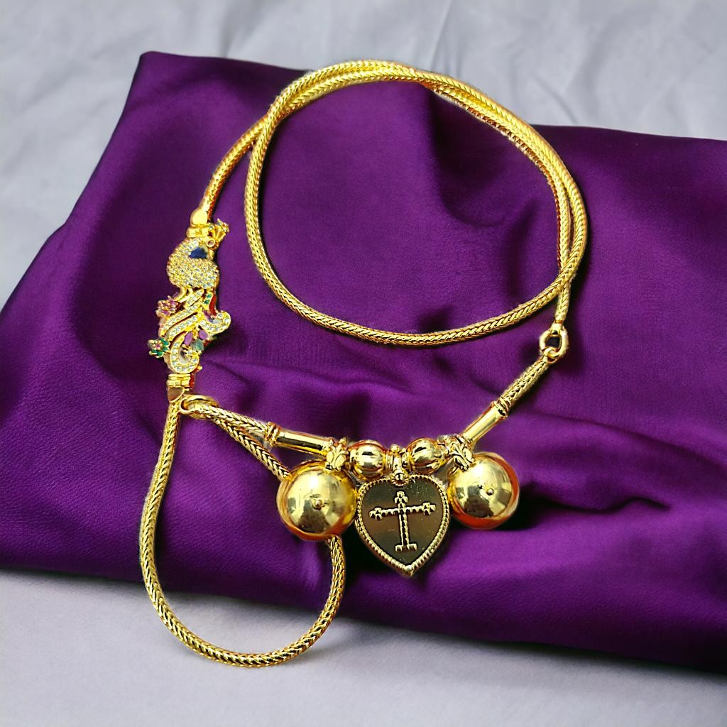 Traditional Peacock Mugappu 30 Inch Long Christian Thali Chain