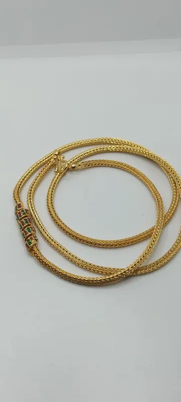 South Indian Traditional Gold-Plated Spring designing Mogappu Chain for Womens and Girls