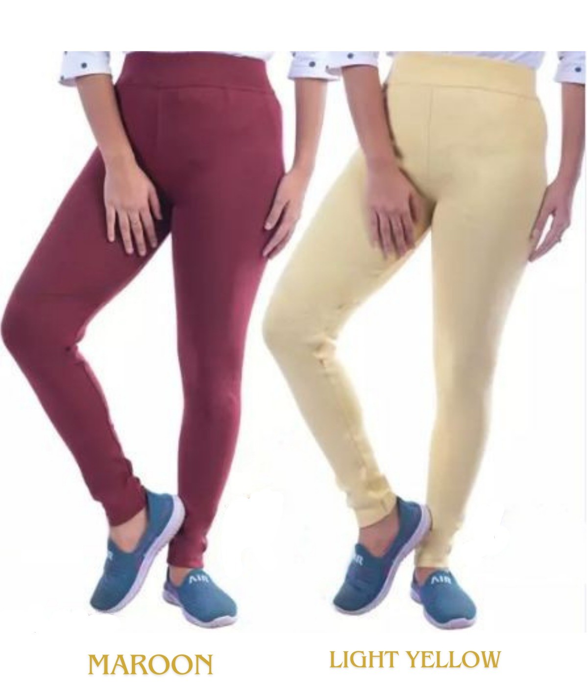 Jegging for women maroon-light yellow ( pack of 2)