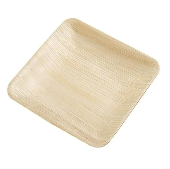 Eco Friendly Areca Leaf Square Disposal Biodegradable 10 inches Dinner Plate Can Be Used for Family Pubic Fuctions Natural, Safe, Biodegradable, and compostable Plates